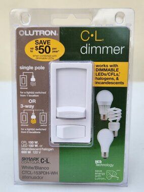 NEW Lutron Skylark Contour CL Wall Bulb Dimmer CTCL-153PDH-LA 120V 60Hz 150W Lig